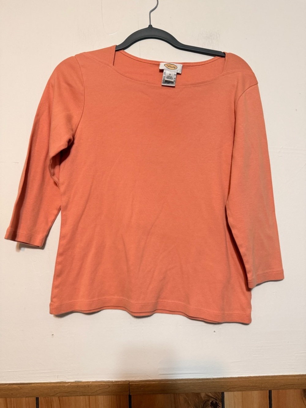 Talbots Coral 3/4 Sleeve Boatneck Top